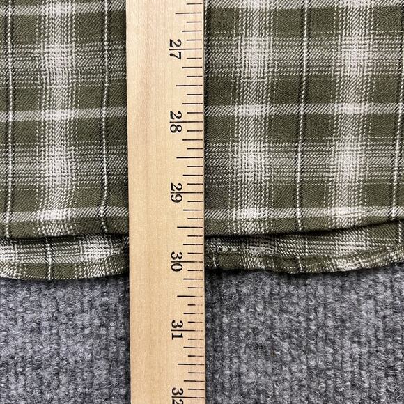 Eddie Bauer Shirt Mens Medium Green Plaid Button Front Outdoor Western Pockets - Picture 7 of 7